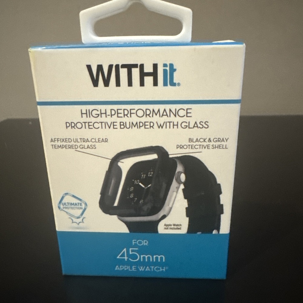 NEW WITHit Dual Layer Full Protection Cover Bumper w/ Glass for 45MM Apple Watch